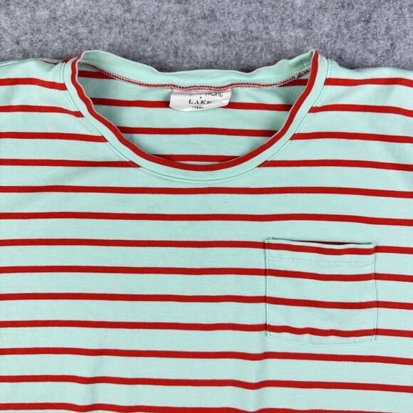 Atlantic Pacific x Lake Pocket Tee Shirt Womens L Striped Pima Coastal Preppy - Picture 2 of 11